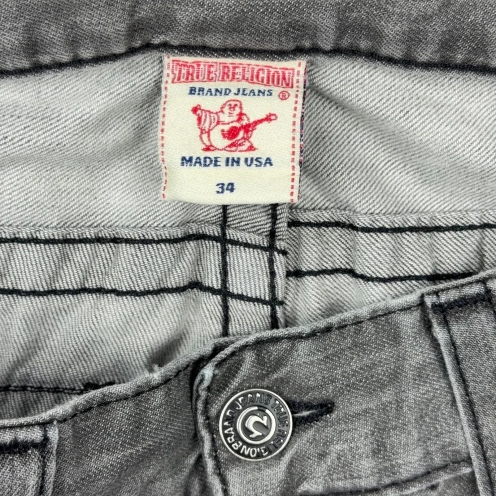 VTG True Religion Jeans Mens 34x32 Gray Ricky Straight Leg Denim Streetwear USA